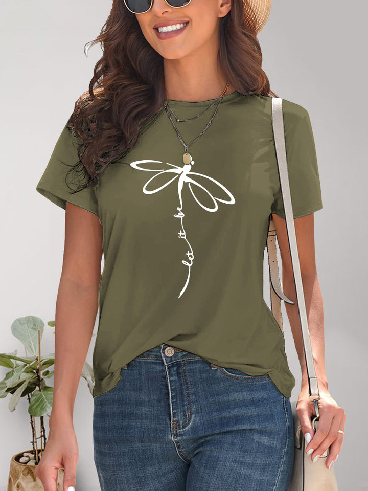 Dragonfly Graphic Round Neck Short Sleeve T-Shirt | Trendsi