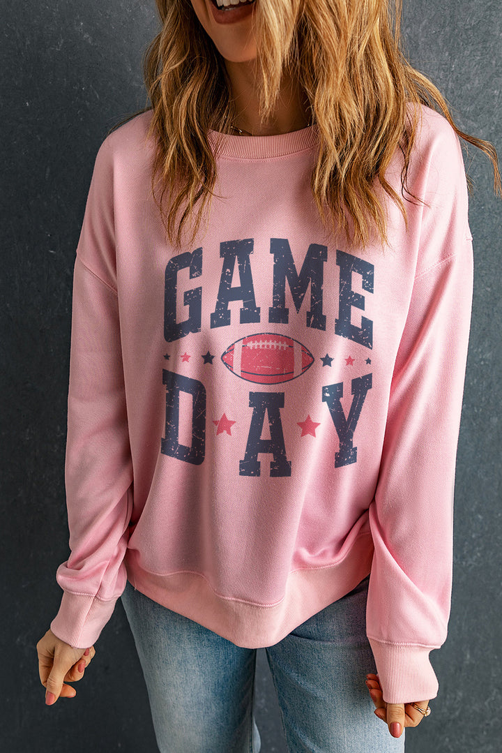 GAME DAY Round Neck Long Sleeve Sweatshirt | Trendsi