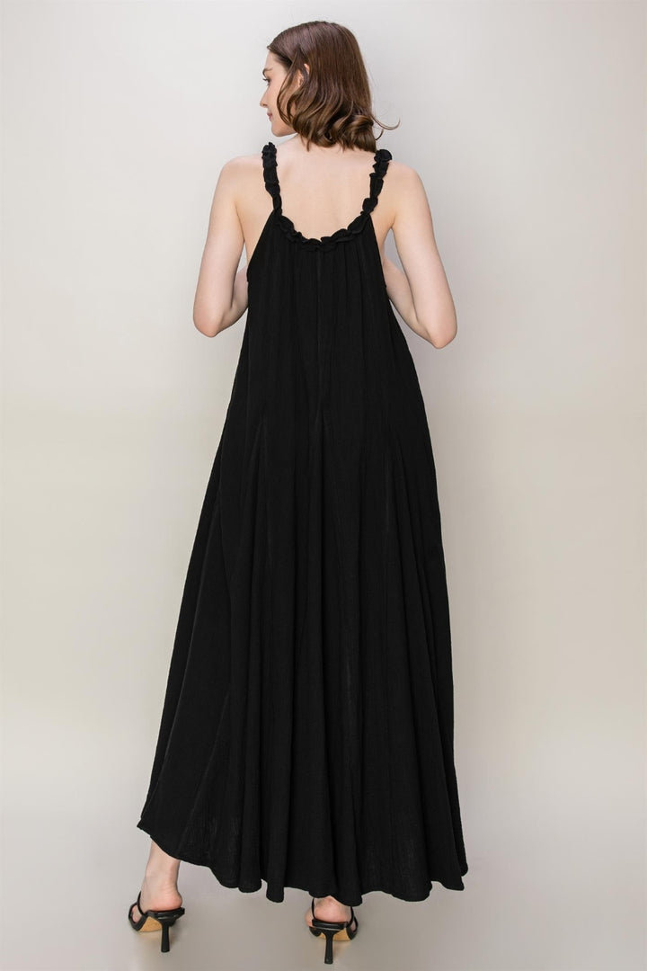 HYFVE Frill Sleeveless A-Line Maxi Dress | Trendsi