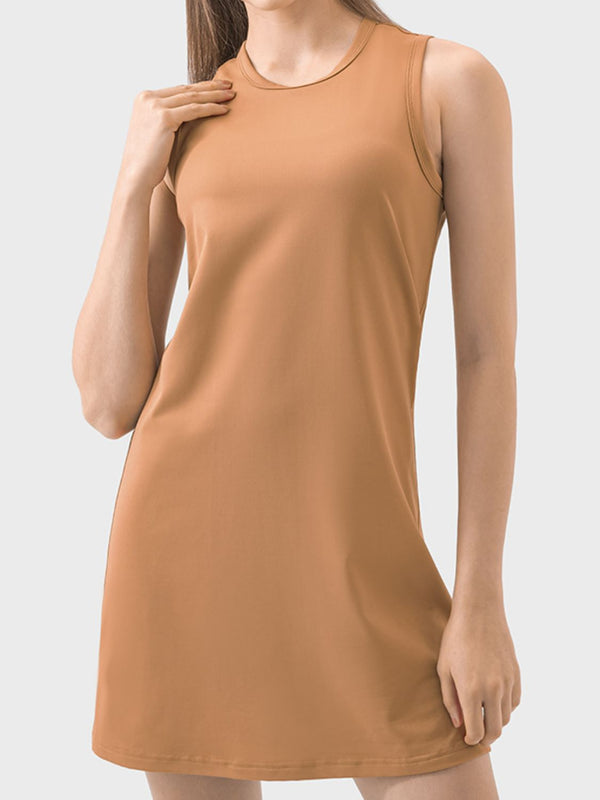 Round Neck Sleeveless Active Dress | Trendsi