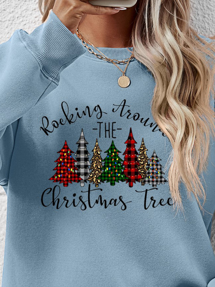 Christmas Tree Graphic Round Neck Sweatshirt | Trendsi