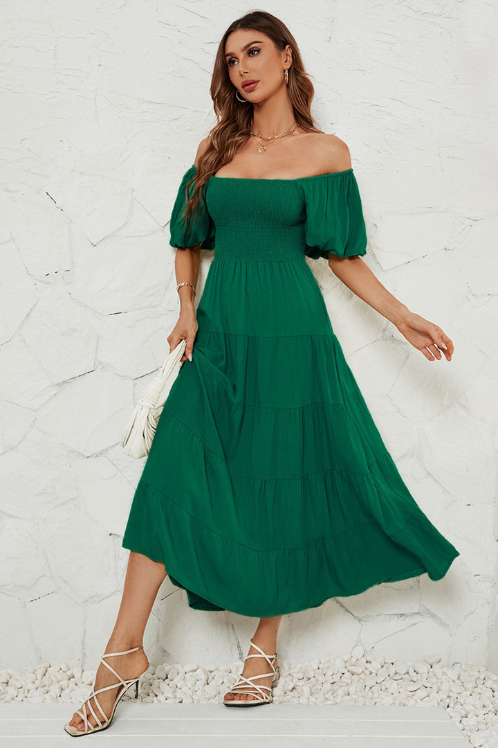 Smocked Square Neck Puff Sleeve Dress | Trendsi