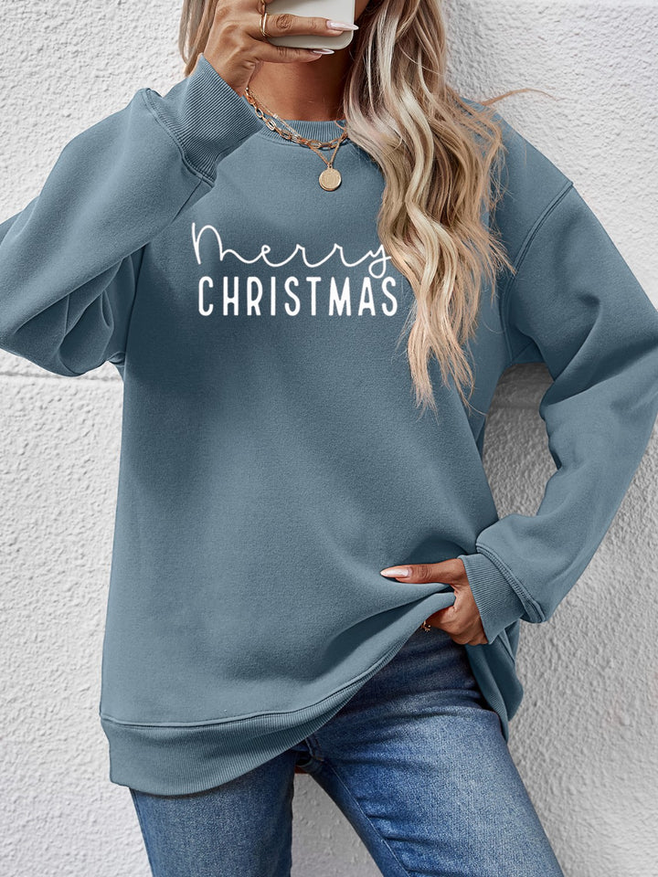 MERRY CHRISTMAS Dropped Shoulder Sweatshirt | Trendsi