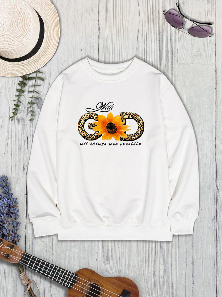 Sunflower Round Neck Dropped Shoulder Sweatshirt | Trendsi