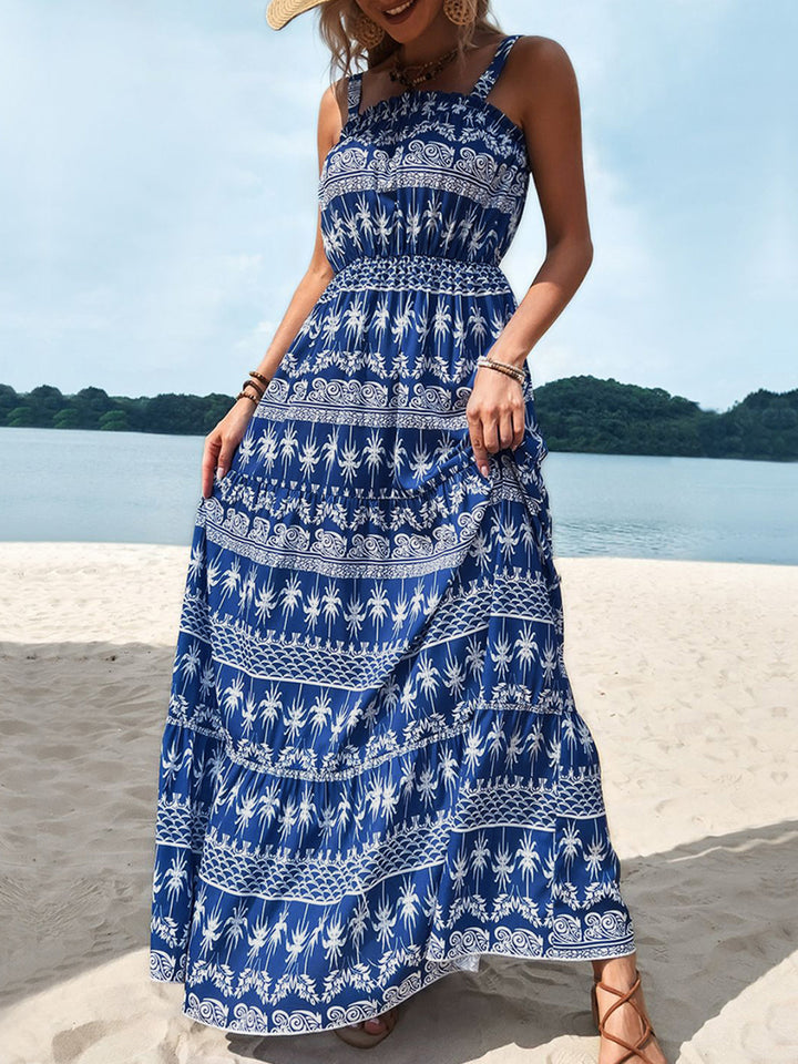 Printed Square Neck Sleeveless Maxi Dress | Trendsi