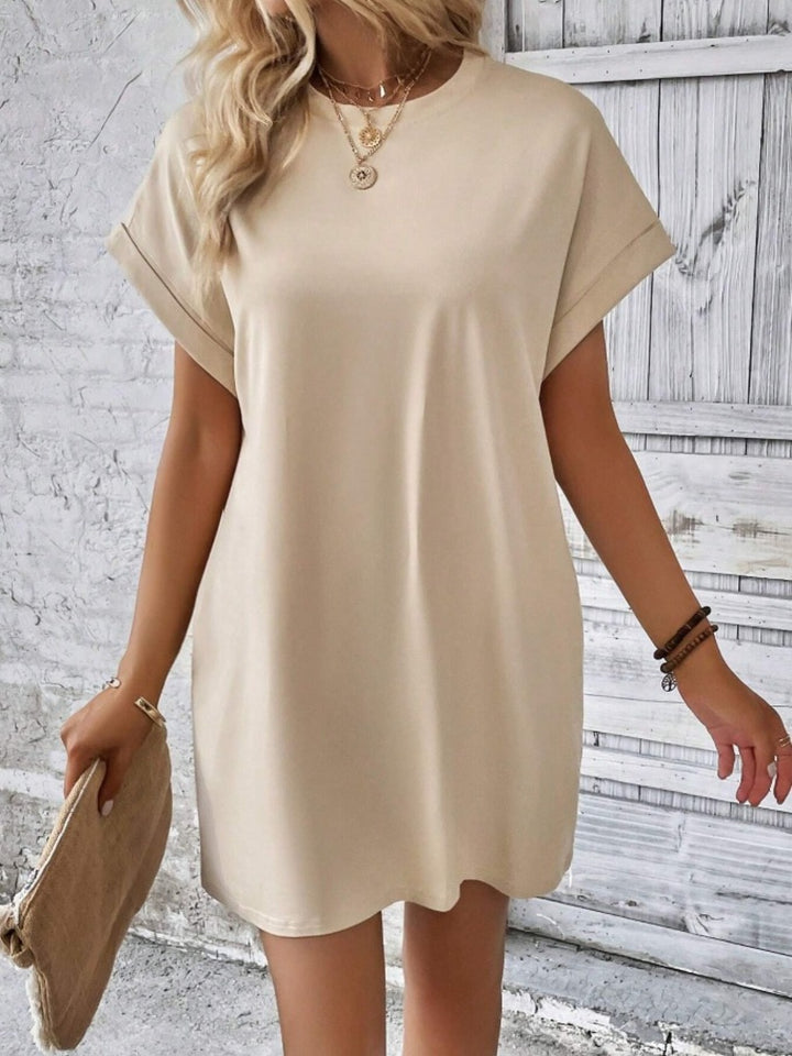 Pocketed Round Neck Short Sleeve Dress | Trendsi