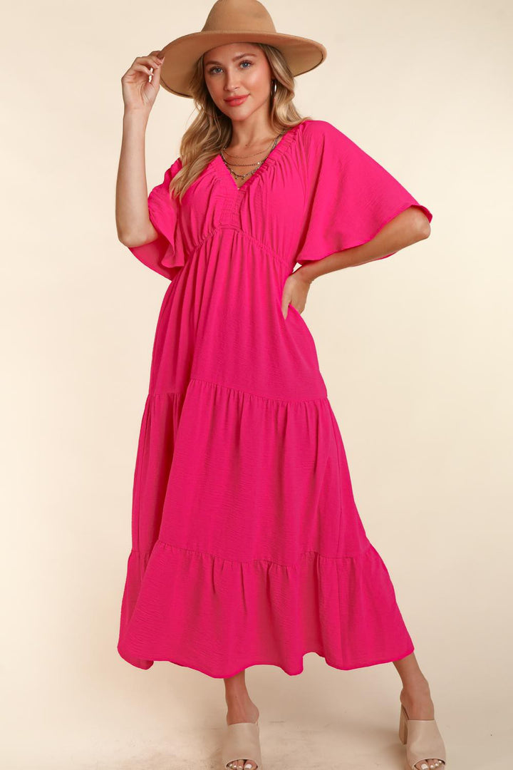 Haptics Tiered Babydoll Maxi Dress with Side Pocket | Trendsi