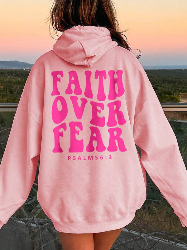 FAITH OVER FEAR Dropped Shoulder Hoodie | Trendsi