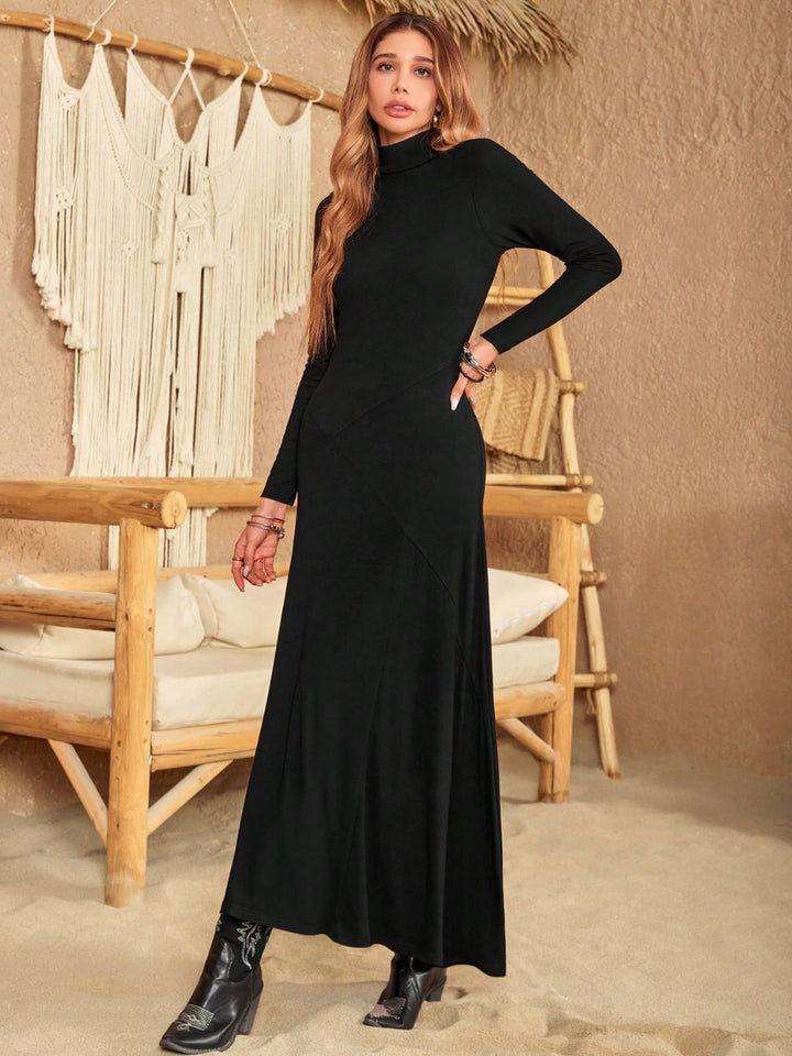 Turtleneck Long Sleeve Maxi Dress | Trendsi