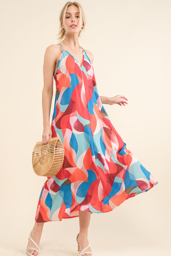 And the Why Printed Crisscross Back Cami Dress | Trendsi