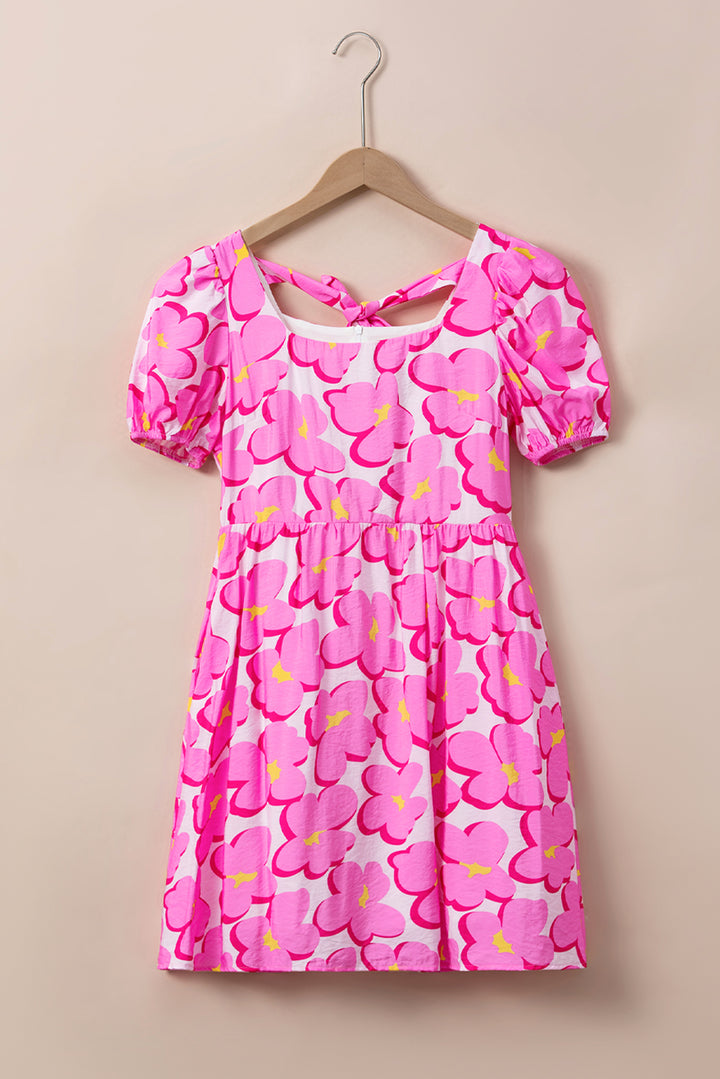 Printed Square Neck Short Sleeve Dress | Trendsi