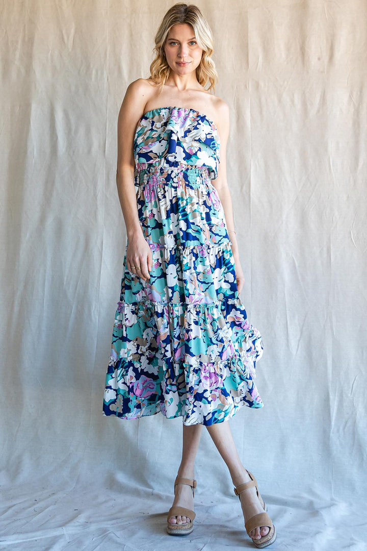 Cotton Bleu by Nu Label Ruffled Floral Midi Dress | Trendsi