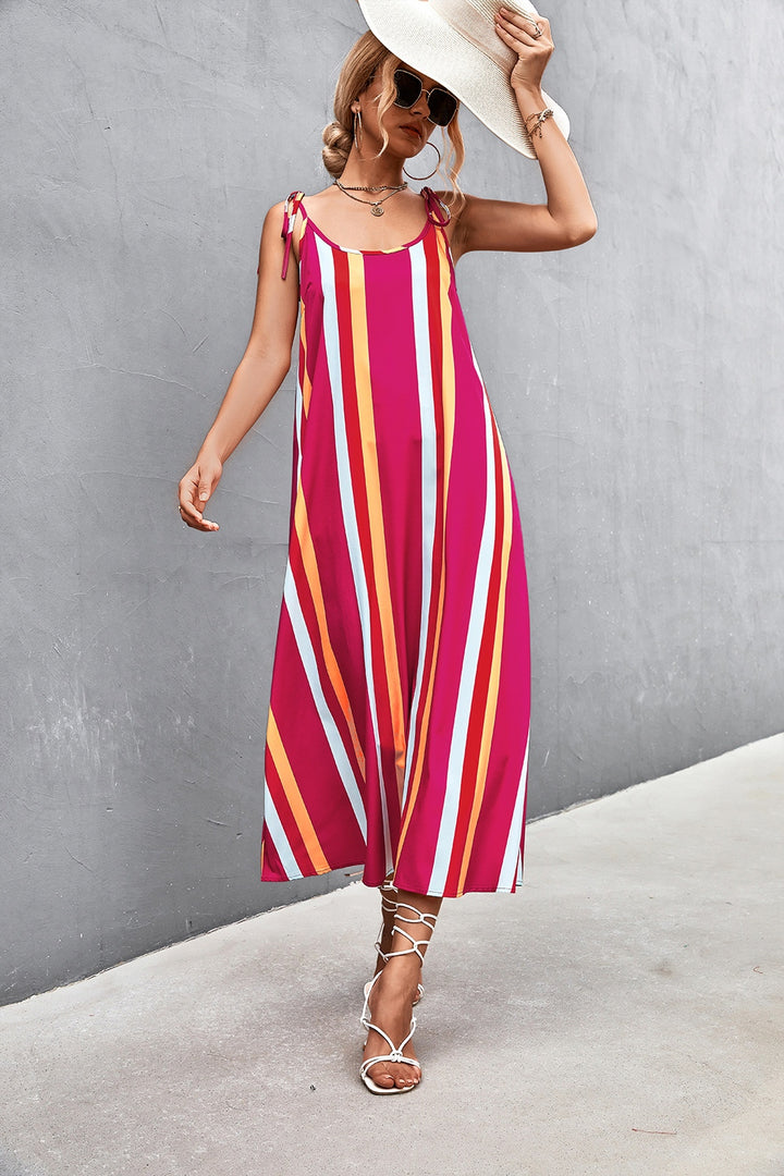 Striped Scoop Neck Cami Dress | Trendsi