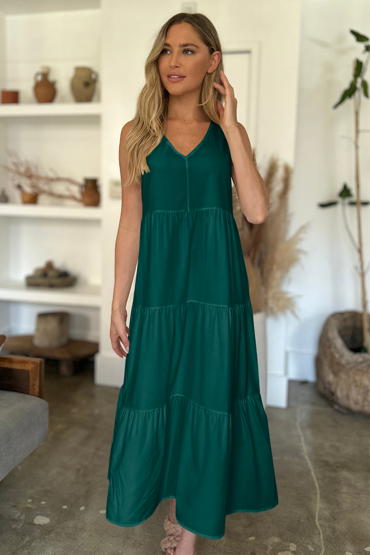 V-Neck Sleeveless Midi Tiered Dress | Trendsi