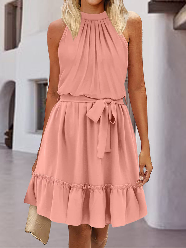 Frill Tied Mock Neck Sleeveless Dress | Trendsi