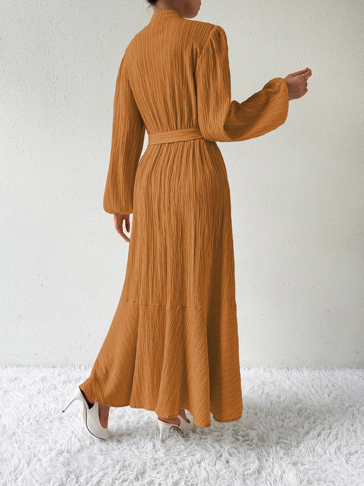 Tie Waist Long Sleeve Dress | Trendsi