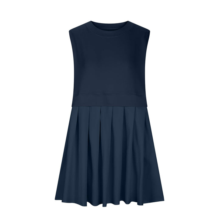 Pleated Round Neck Sleeveless Mini Dress | Trendsi