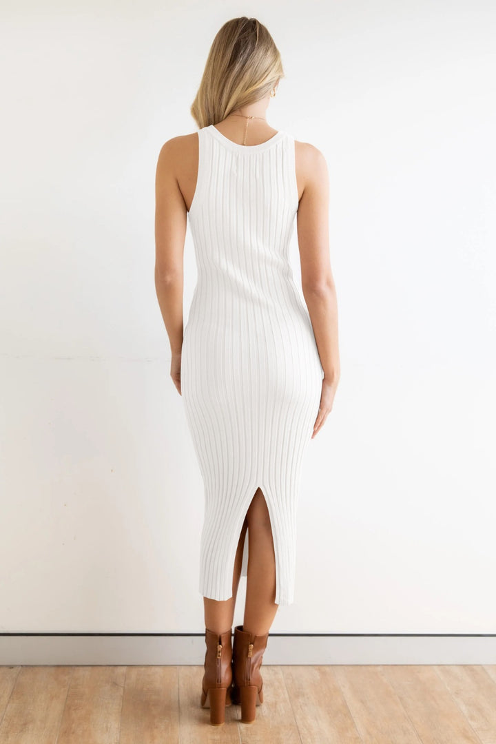 Slit Ribbed Round Neck Sleeveless Dress | Trendsi