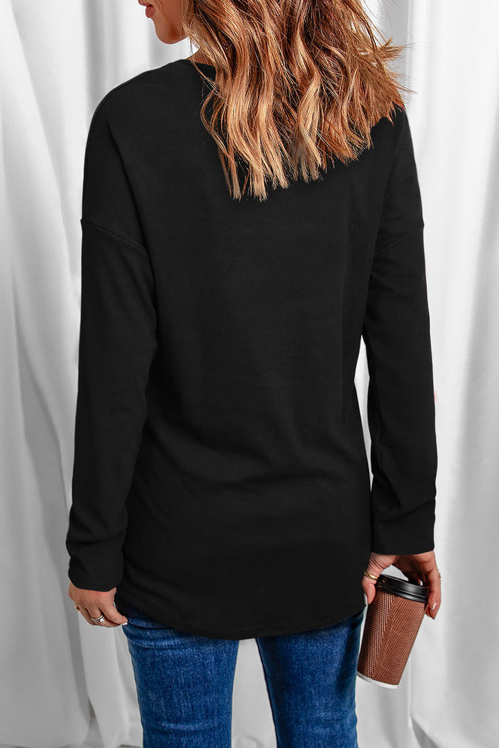 Graphic V-Neck Long Sleeve Top | Trendsi