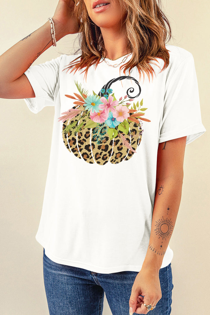 Pumpkin Graphic Round Neck Short Sleeve T-Shirt | Trendsi