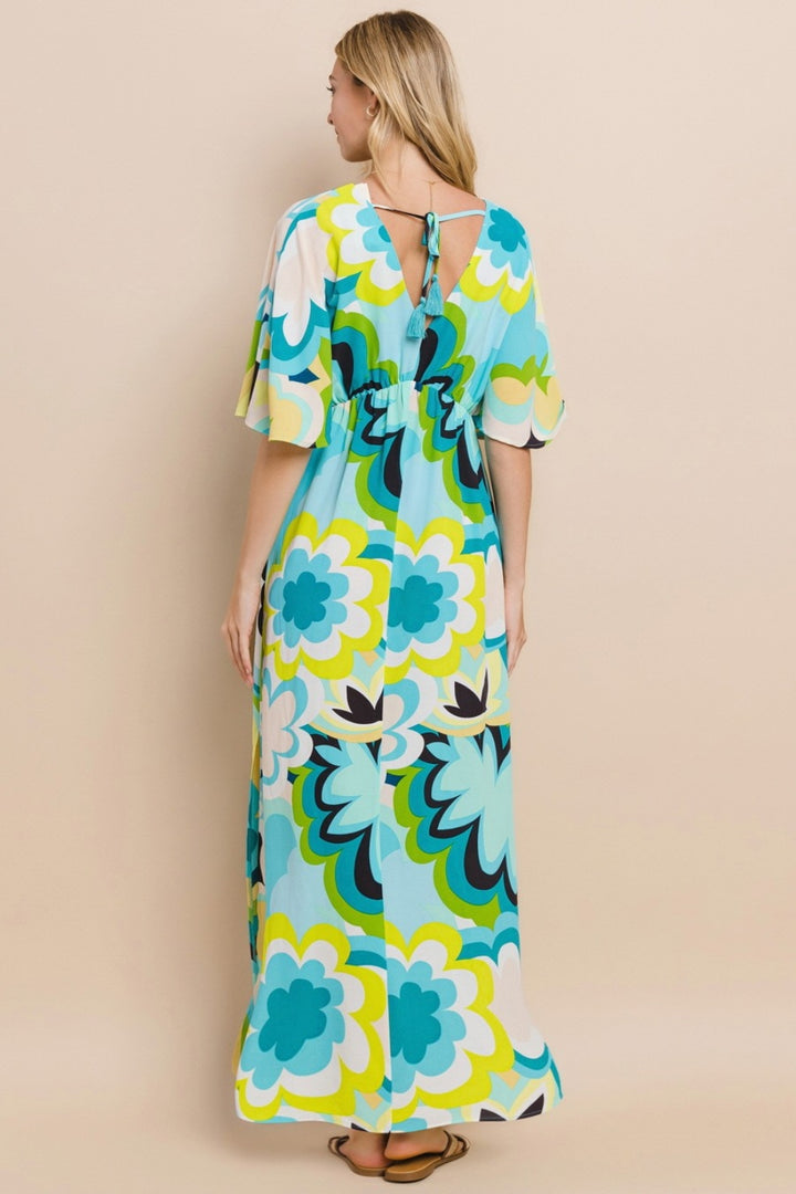 ODDI Floral Printed Slit Maxi Dress | Trendsi