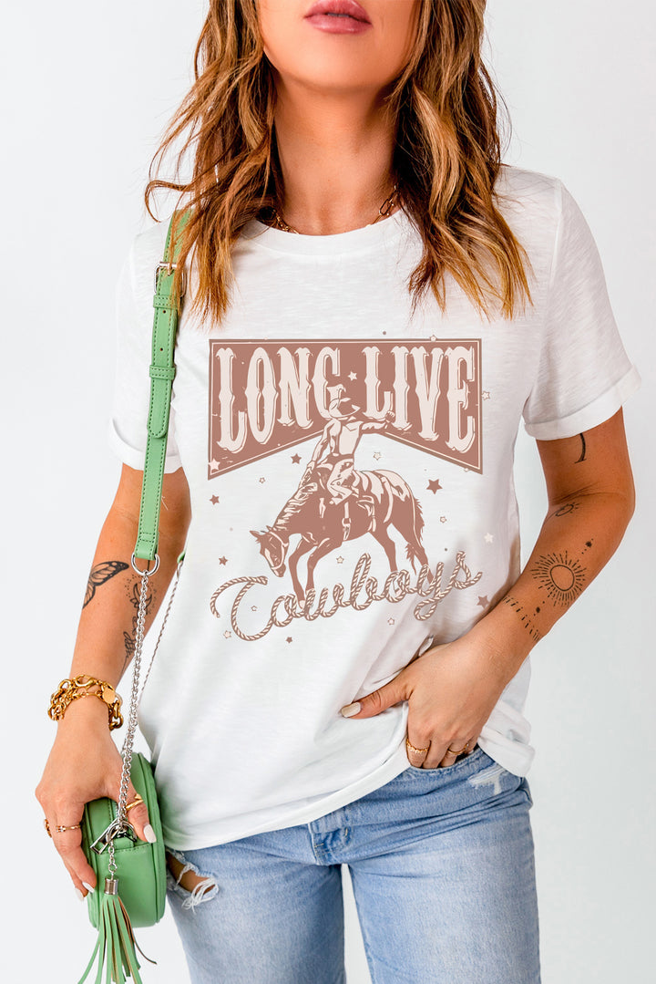 Cowboy Graphic Round Neck Short Sleeve T-Shirt | Trendsi