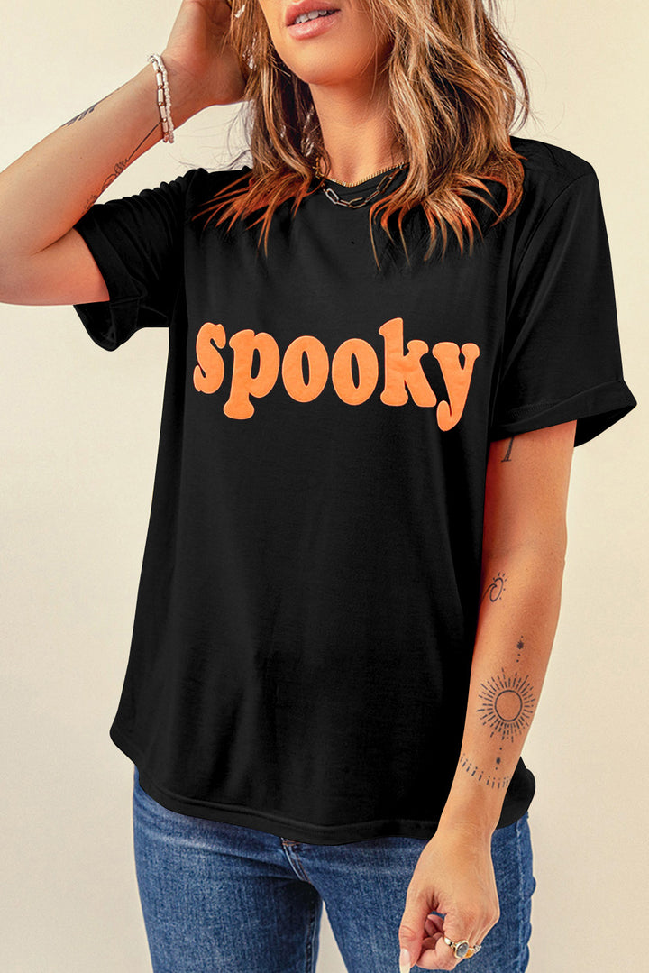 SPOOKY Round Neck Short Sleeve T-Shirt | Trendsi