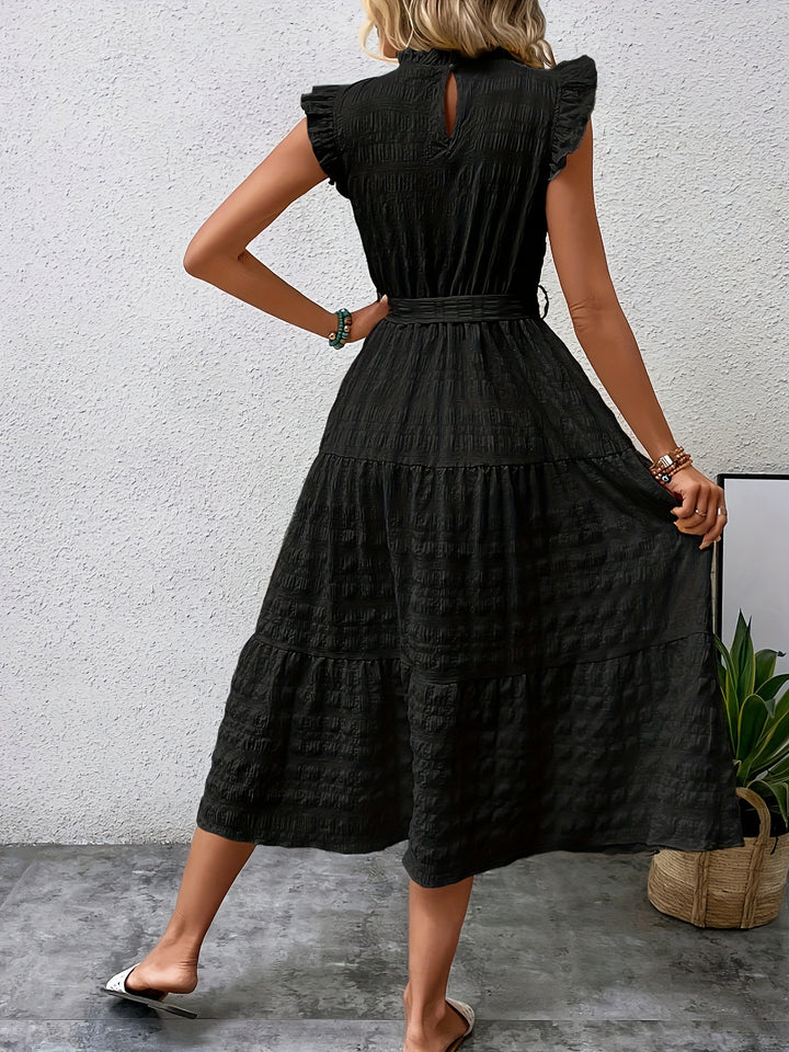 Tied Ruffled Cap Sleeve Midi Dress | Trendsi