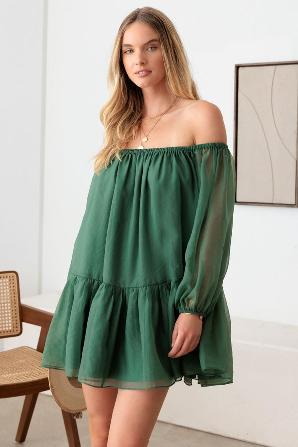 Le Lis Organza Off Shoulder Puff Sleeve Mini Dress | Trendsi