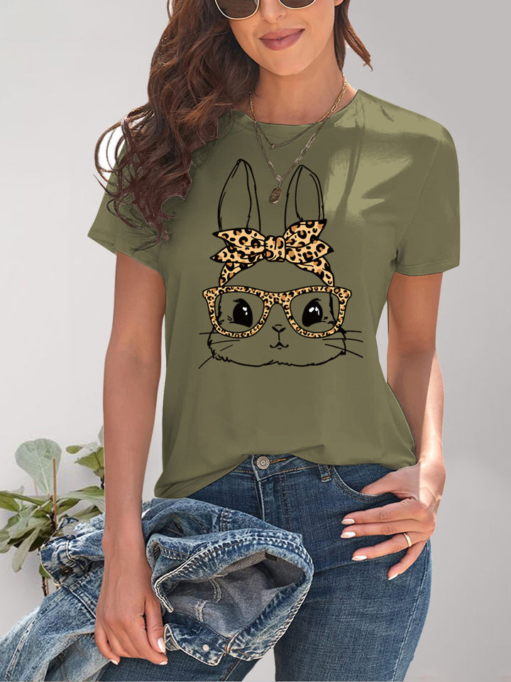 Rabbit Graphic Round Neck Short Sleeve T-Shirt | Trendsi