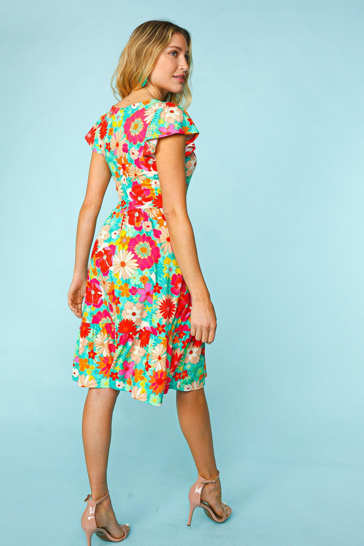 Haptics Floral Square Neck Short Sleeve Dress | Trendsi