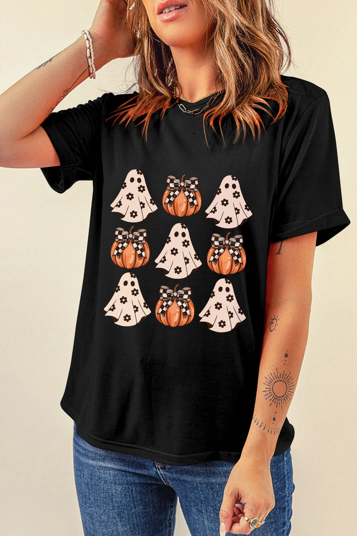 Halloween Graphic Round Neck Short Sleeve T-Shirt | Trendsi