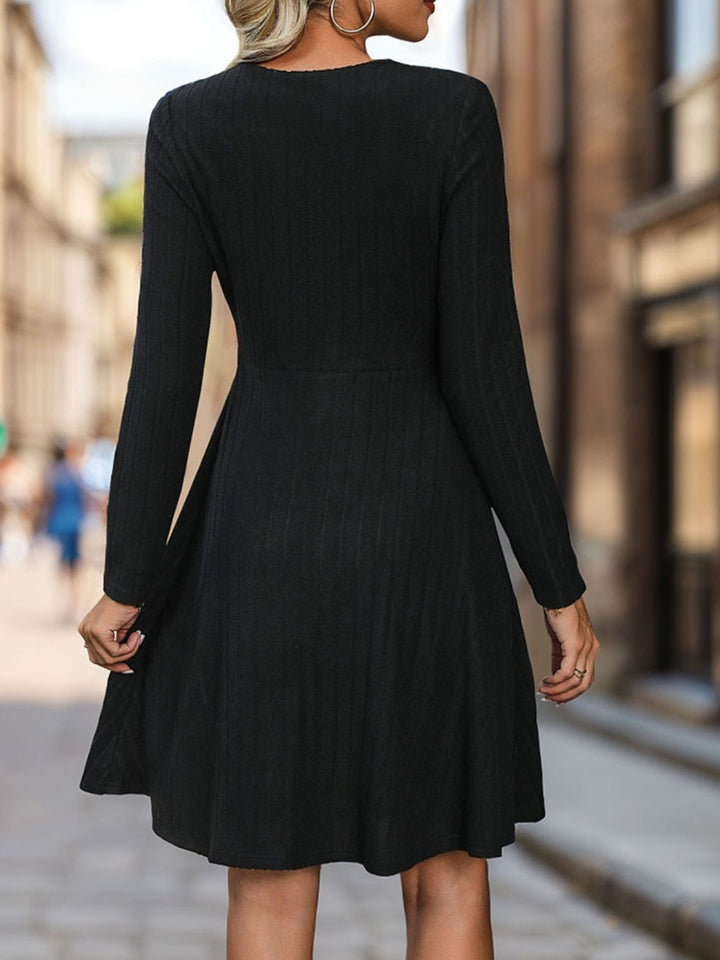 Cutout Long Sleeve Knee Length Dress | Trendsi