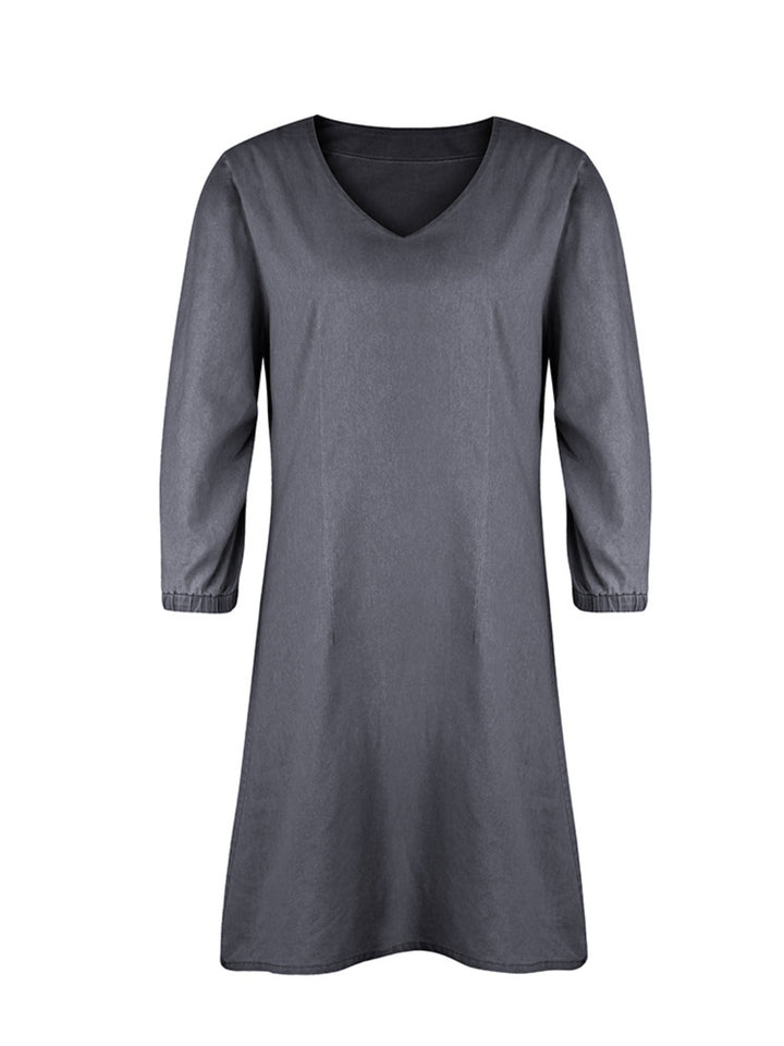 Full Size V-Neck Half Sleeve Dress | Trendsi