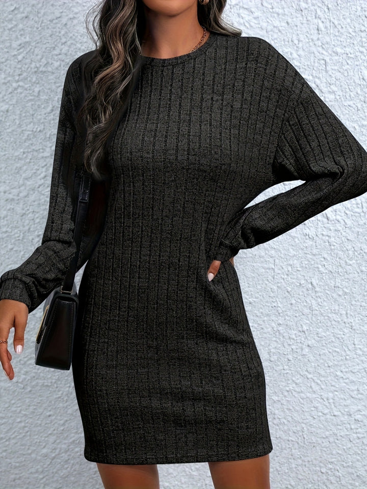 Round Neck Long Sleeve Mini Dress | Trendsi