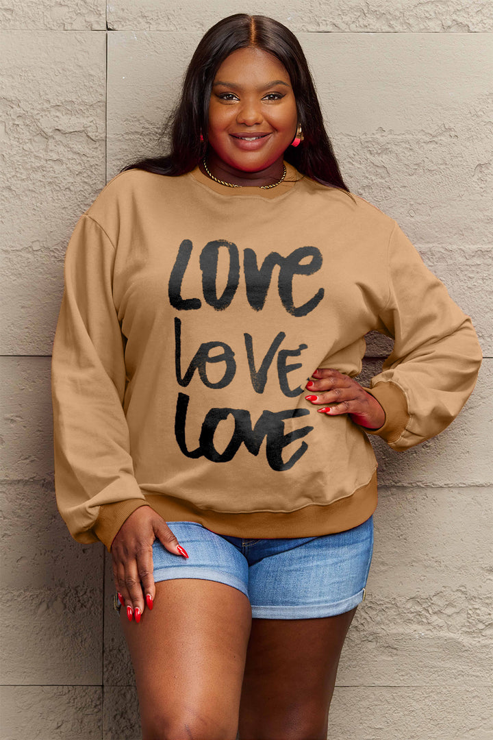 Simply Love Full Size LOVE Round Neck Sweatshirt | Trendsi