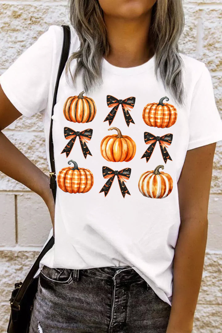 Pumpkin Round Neck Short Sleeve T-Shirt | Trendsi