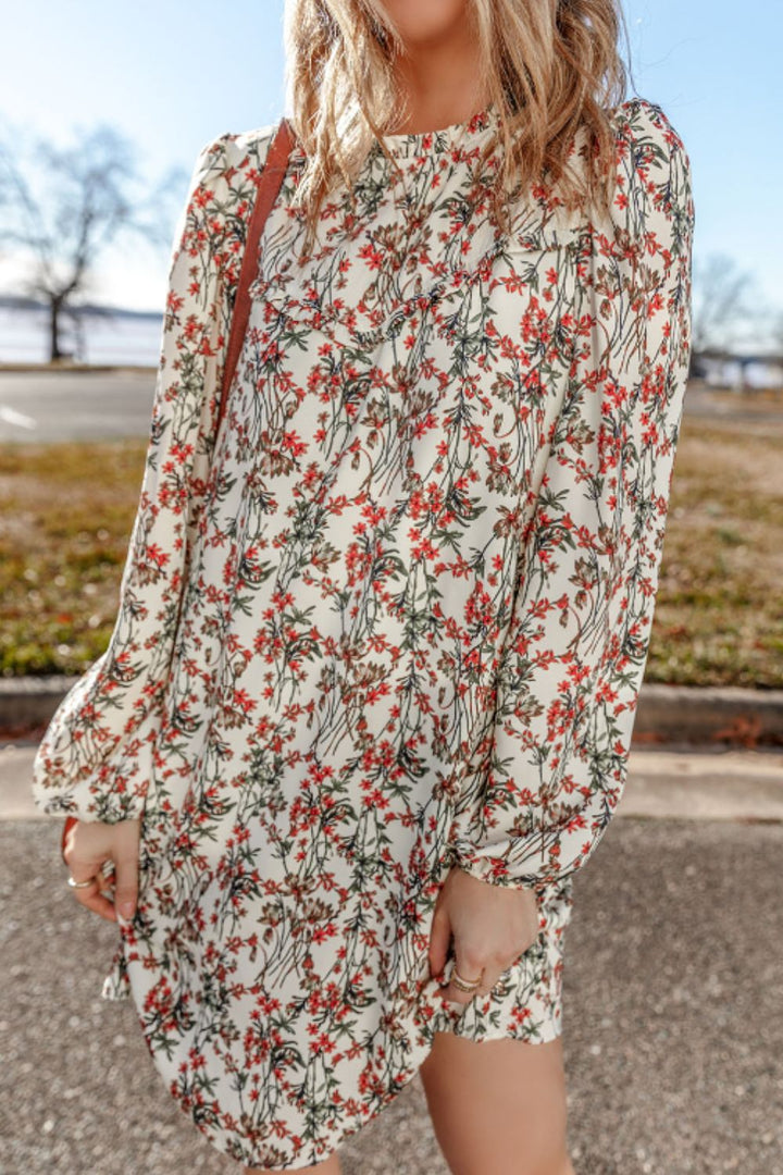 Floral Round Neck Long Sleeve Dress | Trendsi