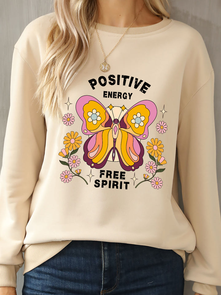 Butterfly Graphic Dropped Shoulder Sweatshirt | Trendsi