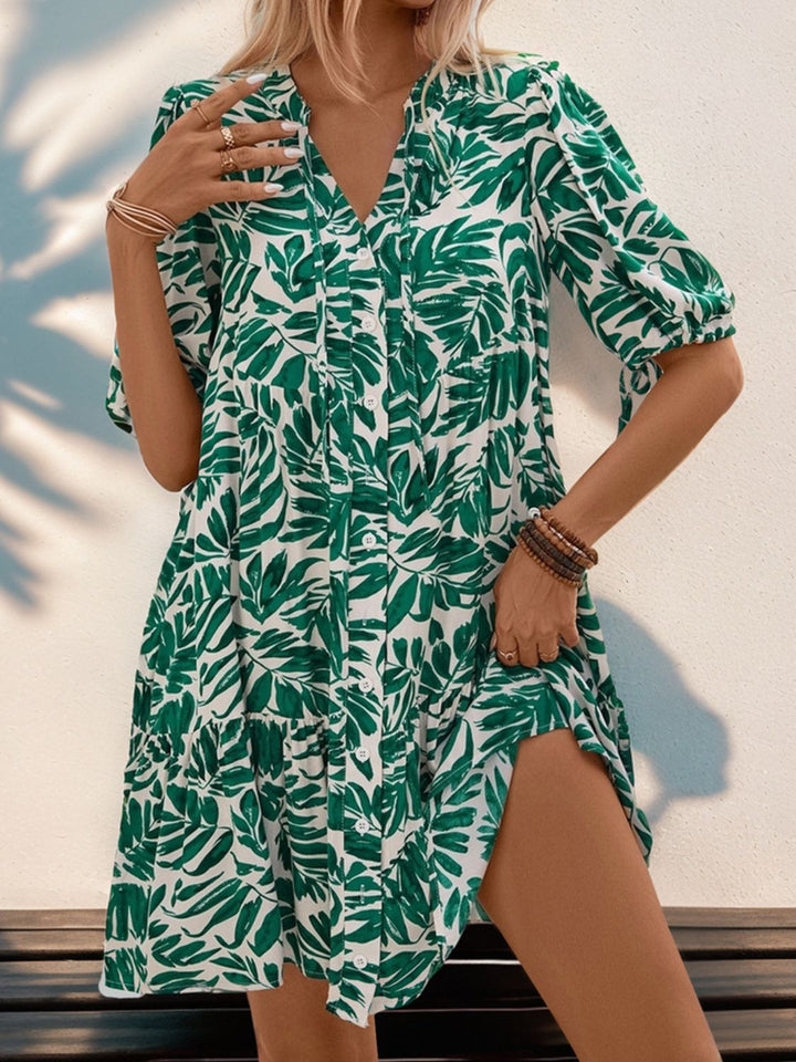 Ruffled Printed Half Sleeve Mini Dress | Trendsi