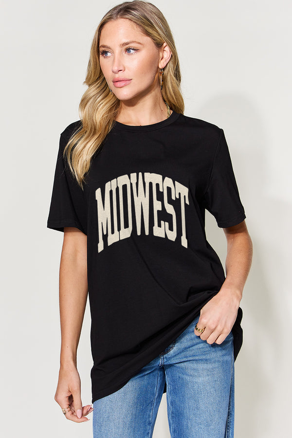 Simply Love Full Size MIDWEST Graphic Round Neck T-Shirt | Trendsi