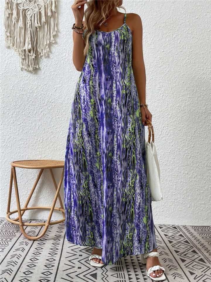 Full Size Printed Scoop Neck Maxi Cami Dress | Trendsi