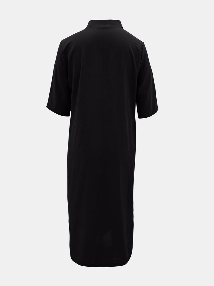 Full Size Notched Half Sleeve Midi Dress | Trendsi