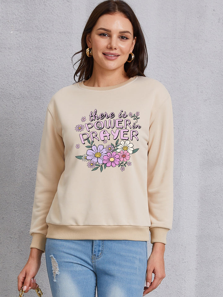 THERE IS POWER PRAYER Round Neck Sweatshirt | Trendsi