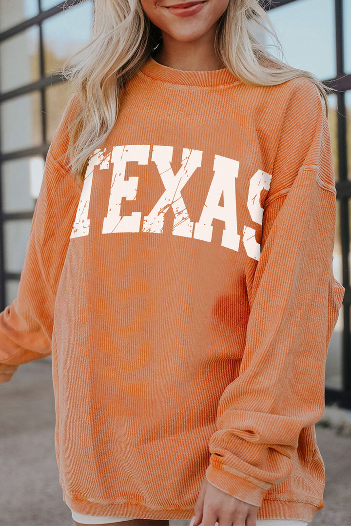 TEXAS Round Neck Long Sleeve Sweatshirt | Trendsi