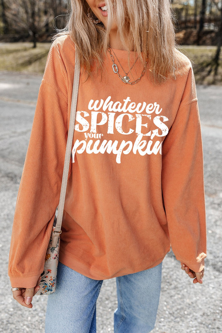 Letter Graphic Round Neck Long Sleeve Oversize Sweatshirt | Trendsi