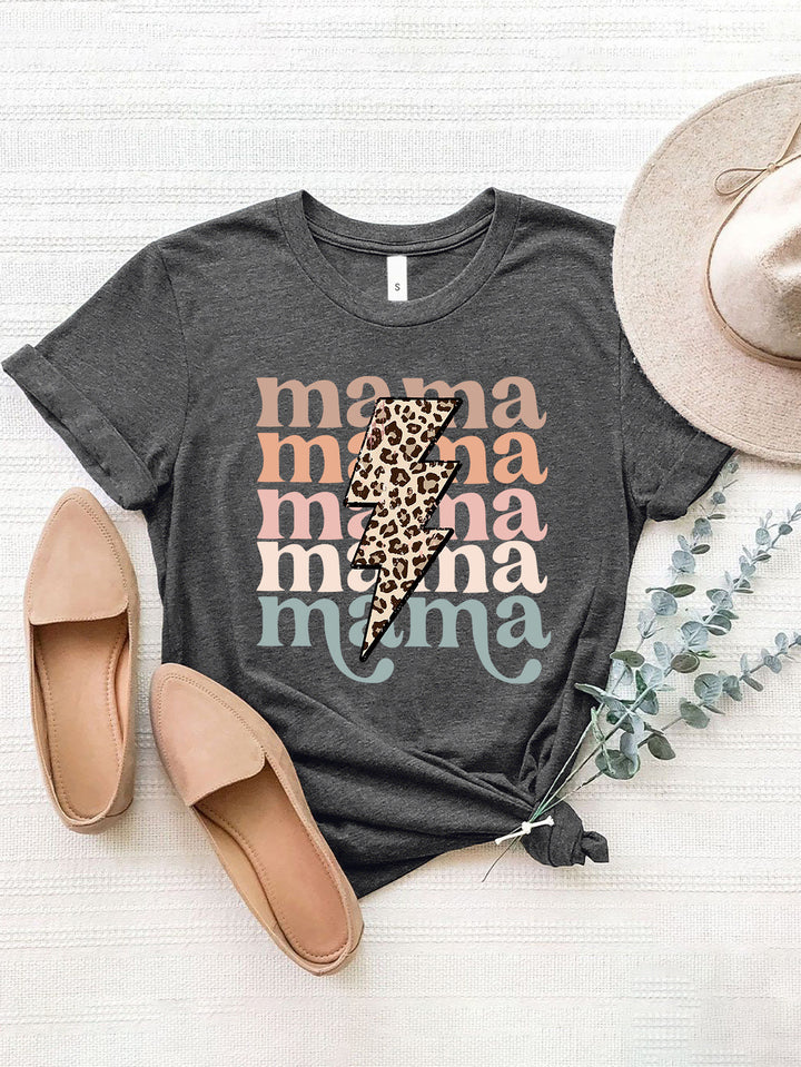 MAMA Round Neck Short Sleeve T-Shirt | Trendsi