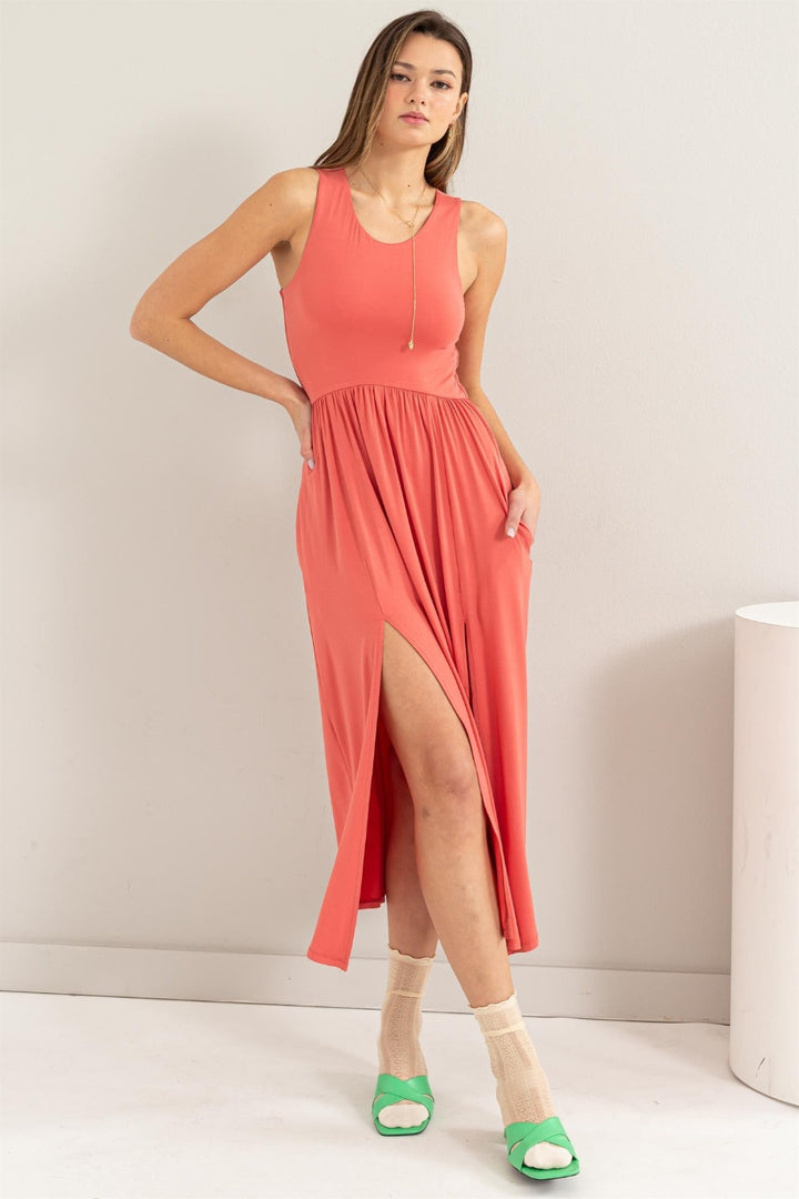 HYFVE Sleeveless Slit Midi Dress | Trendsi