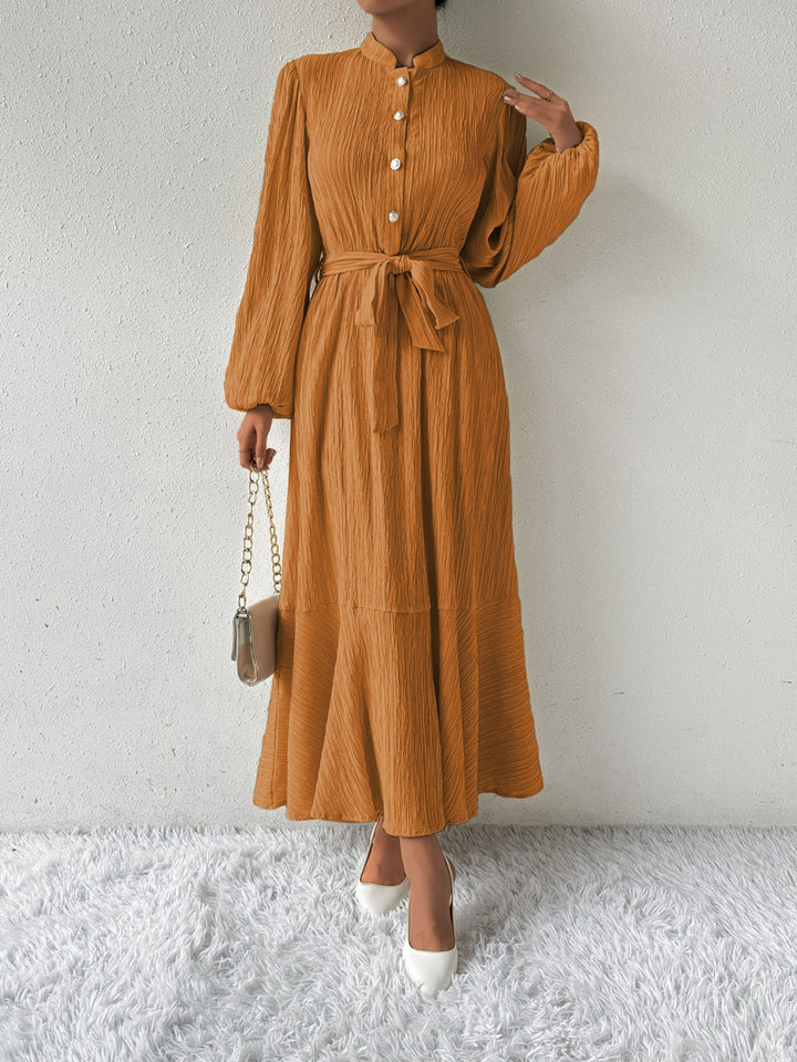 Tie Waist Long Sleeve Dress | Trendsi