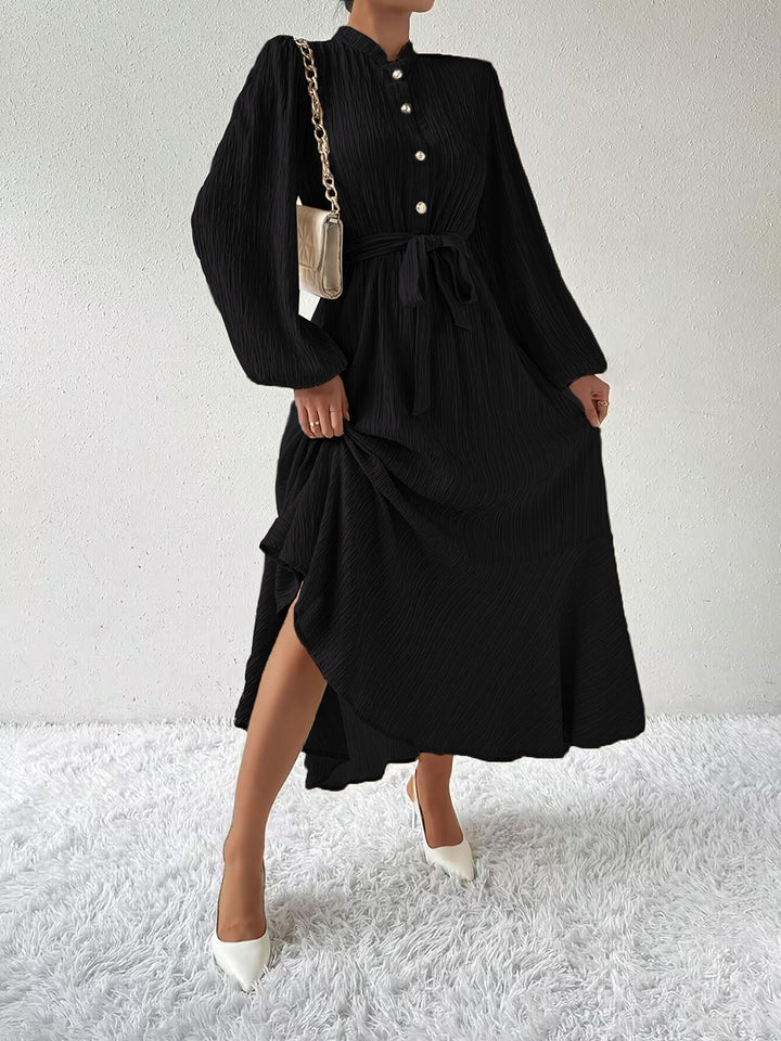 Tie Waist Long Sleeve Dress | Trendsi